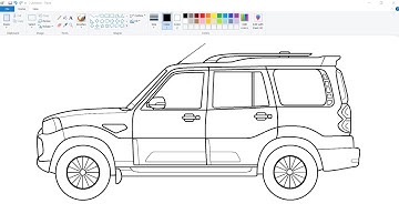 How to draw Mahindra Scorpio in Ms Paint | Car Drawing step by step Easy. @MahindraAutomotive 