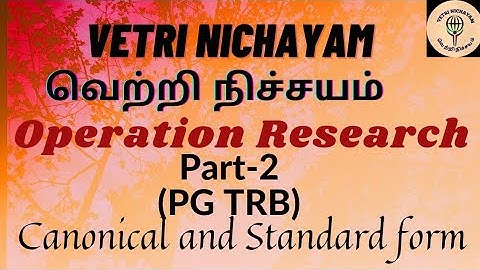 OR - Canonical and Standard form of LPP| PG TRB Maths