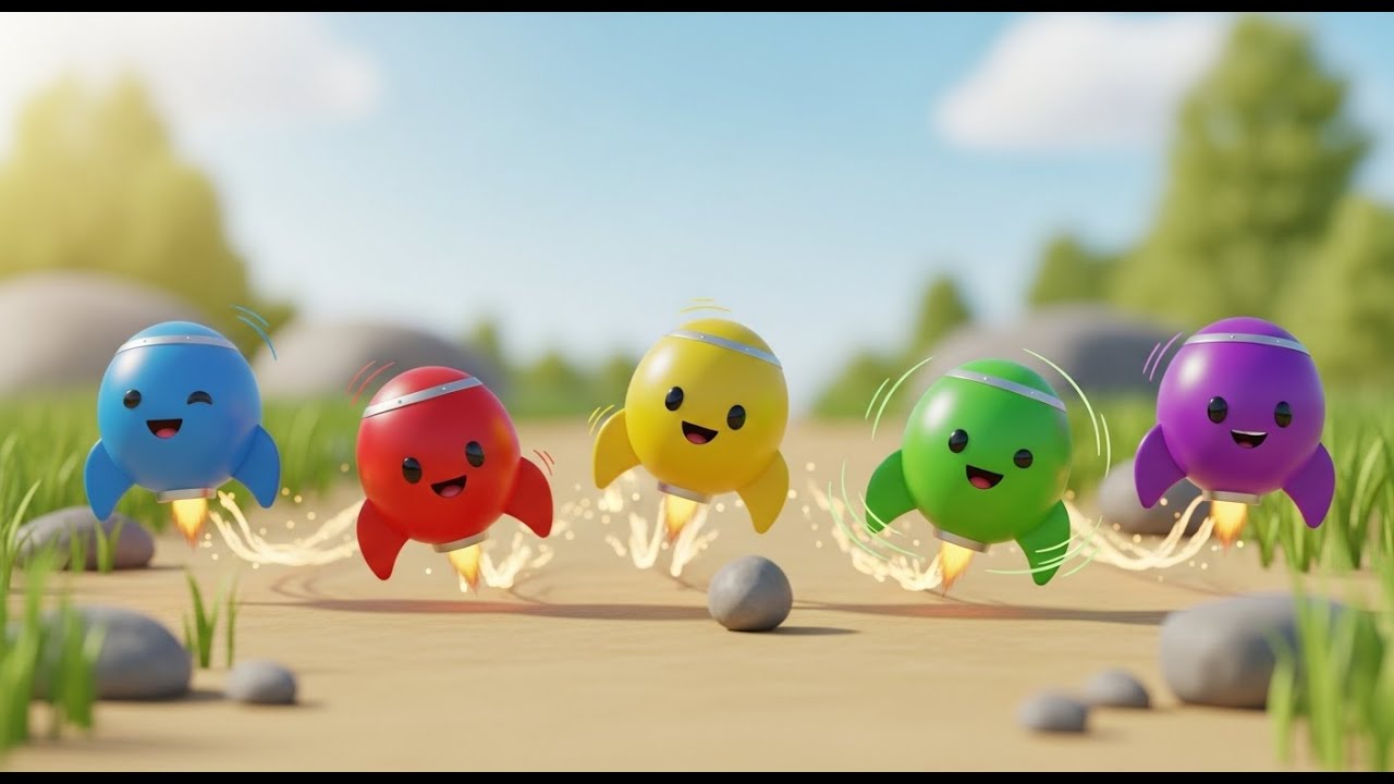 5 Little Rockets Five Little Toy Ball Rockets Roll Roll Roll | Nursery Rhymes for Kids ...
