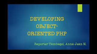 DEVELOPING OBJECT-ORIENTED PHP ( INTEGRATIVE)