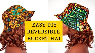 EASY Reversible BUCKET HAT cutting \& sewing\/Summer bucket hat\/ DIY fabric hats\/step-by-step tutorial