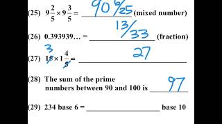 TMSCA Middle School Number Sense Regional Test 2022, part 2