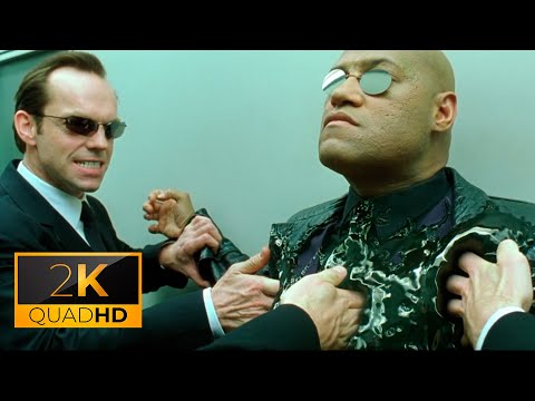 Neo and Morpheus vs. Smith in a narrow corridor! In the movie The Matrix Reloaded (2003)