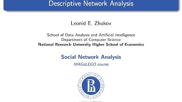Introduction to SNA.  Lecture 2. Descriptive Network Analysis