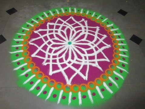 how to make nice coloured rangoli design - S47 - YouTube