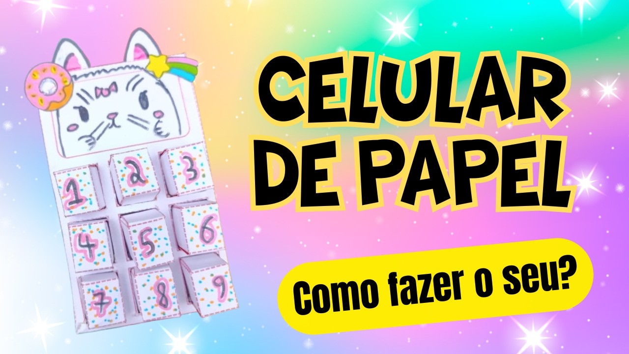 ( 💜Paper DIY💜 ) Celular de papel com botões de mola 💜 Paper cell phone with spring buttons