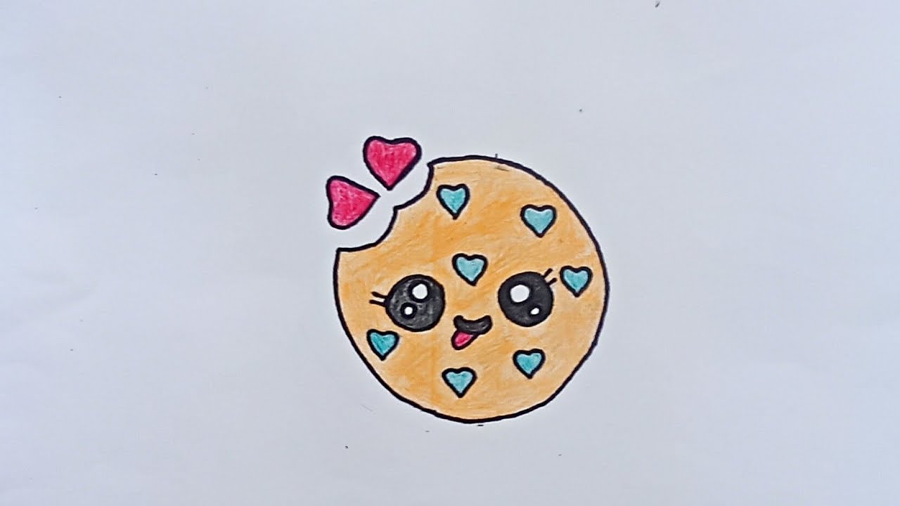 How to Draw a cute chocolate chip cookie simple s Easy for kids - YouTube