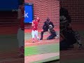 Umpire gets hit by pitch in the face mask and gets knocked out #baseball #umpire #collegebaseball