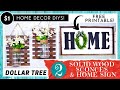 2 DOLLAR TREE DIYs | HIGH END Home Decor Projects | Wood Wall Sconces | Wood Shadow Box HOME Sign