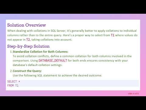 Resolving COLLATE Issues in SQL Server: How to Write a Select Statement
