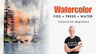 Watercolor Fog and Trees Tutorial for Beginners - Step by Step
