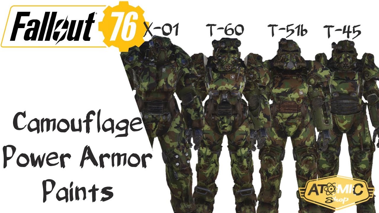 Fallout 76 Camouflage Power Armor Paints X01, T60, T51b & T45