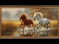 WILD HORSES RUNNING | Romantic Oil Painting TV Art Screensaver 🐎🍂