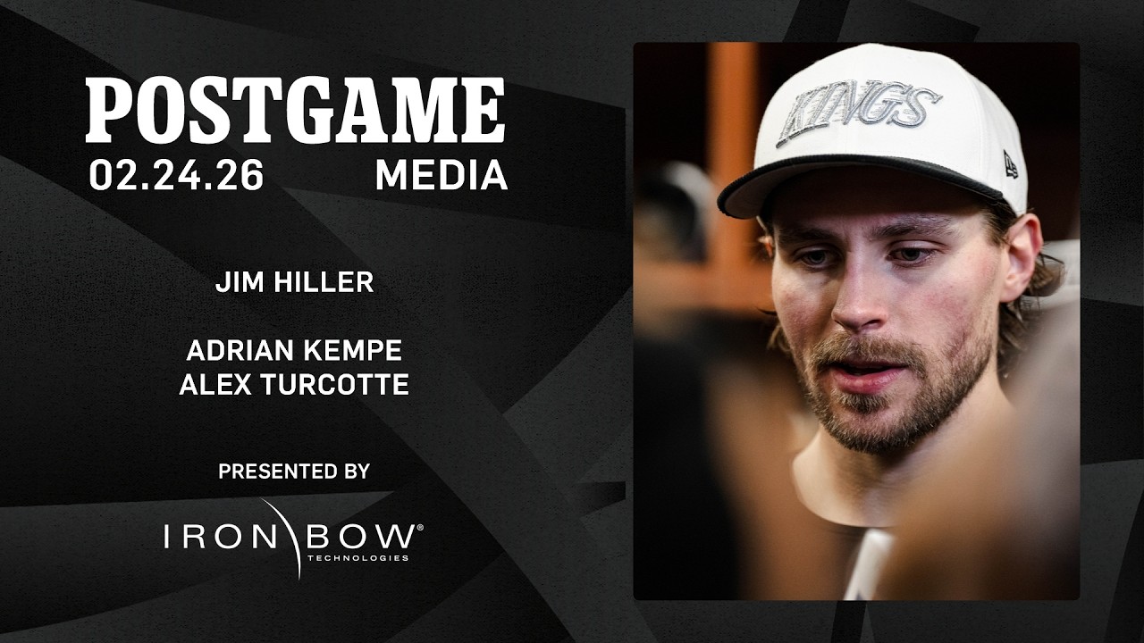 MEDIA: Adrian Kempe, Alex Turcotte, and Jim Hiller | 02.24.26 Practice in LA