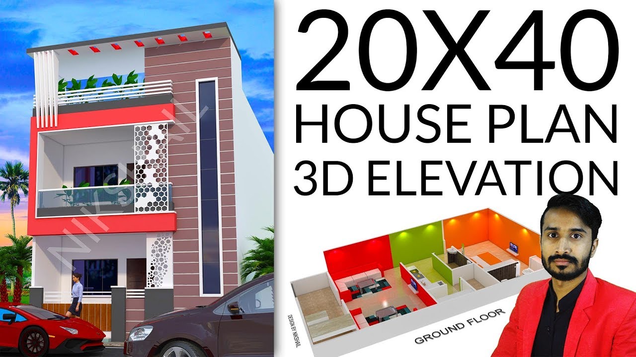 20X40 800 SQFT House plan with 3d elevation by nikshail - YouTube