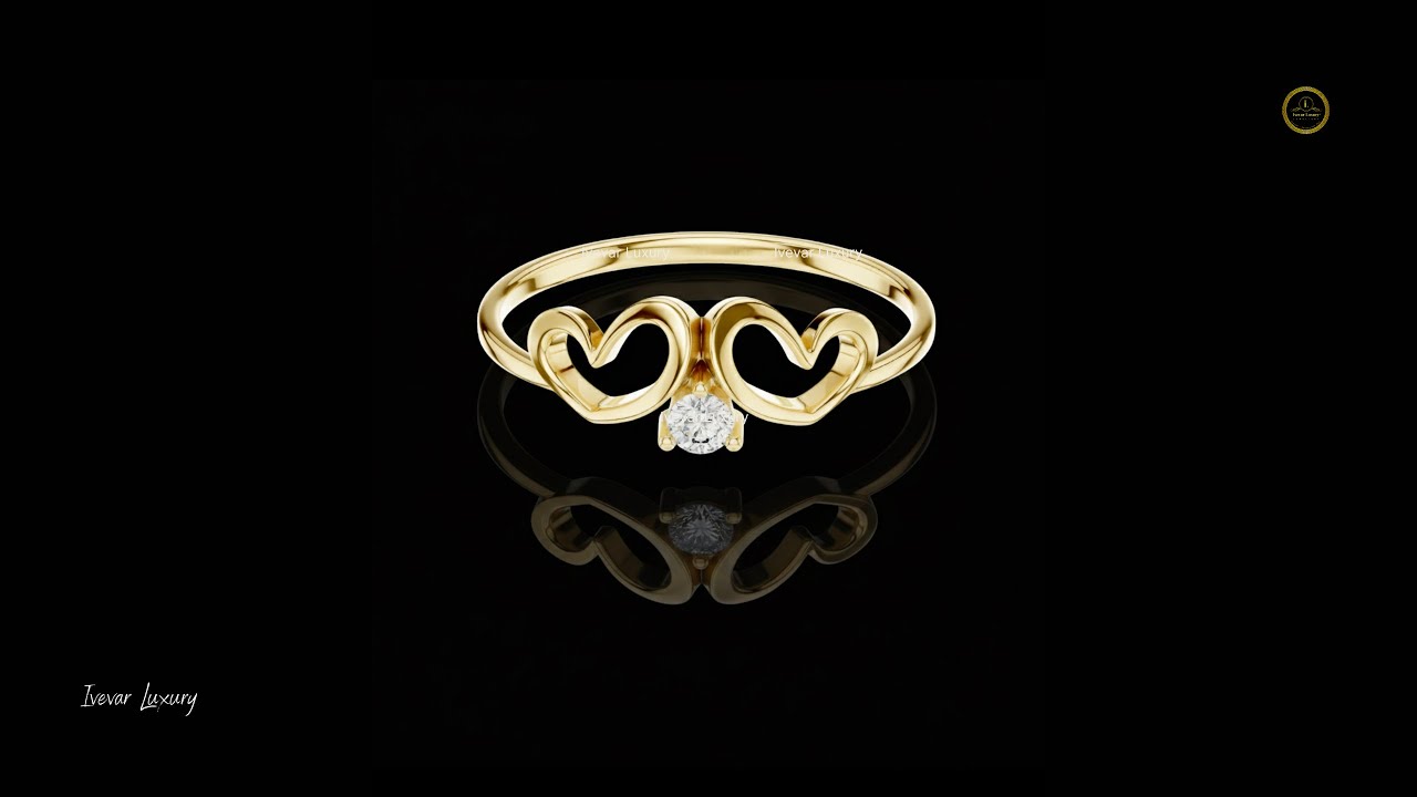 Double Heart Embrace Solitaire Diamond Ring 