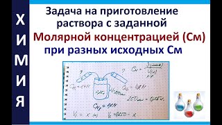 Молярная концентрация (См). Даны растворы №1 и №2 с разной См, надо приготовить раствор №3.