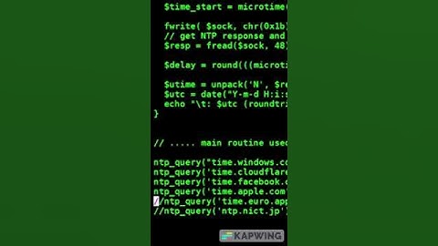ambient coding NTP server query in PHP #ambient #coding #shorts #short #shortsvideo #shortvideo