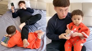 Dad Bullies Cute Baby While Mom Is Away!#fatherlove #cutebaby #funny #family#funny videos