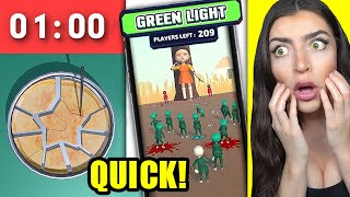 PLAYING SQUID GAME mobile apps! (Honeycomb Challenge, Red Light, Green Light)