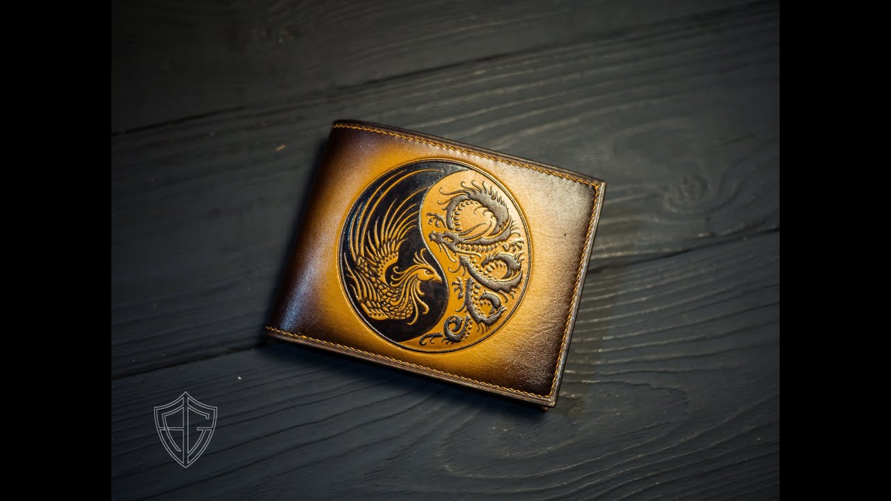 Handtooled dragon wallet
