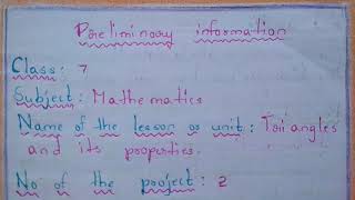 7th class students mathematics project work on triangles