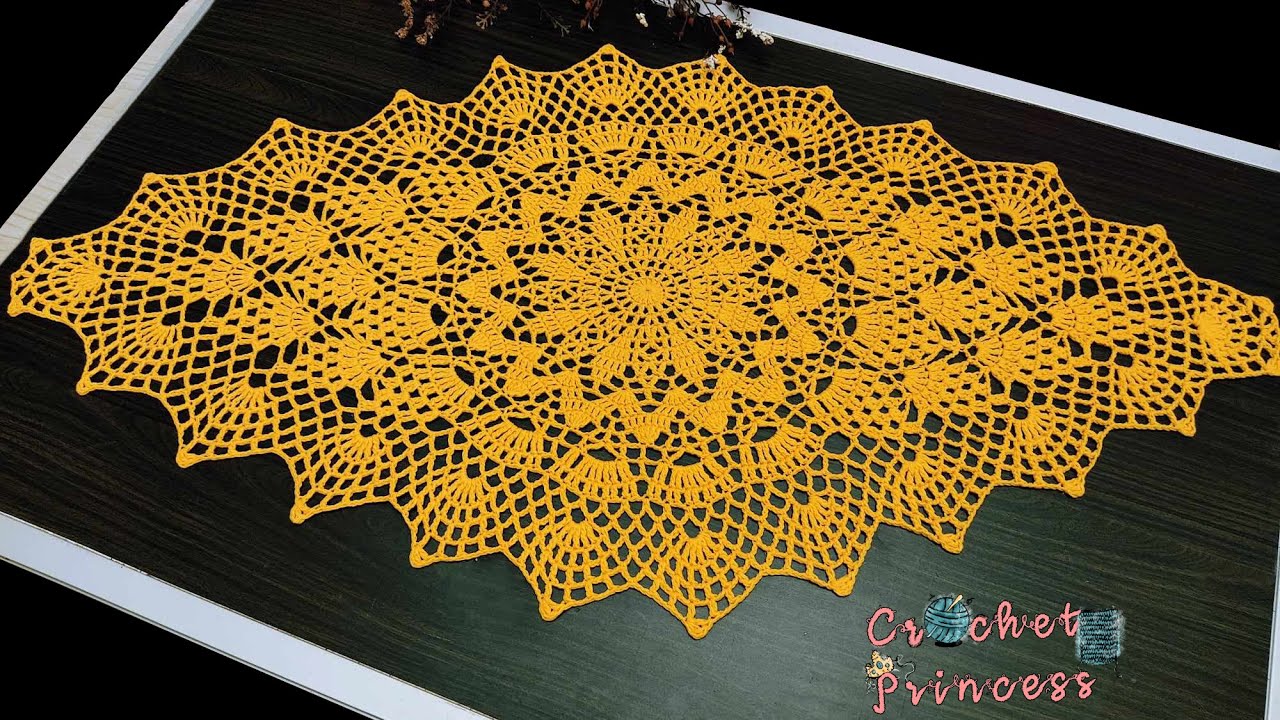 مفرش كروشيه بيضاوي شيك ومميز ج ١ Crochet doily tutorial