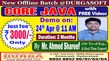 CORE JAVA Offline Training @ DURGASOFT