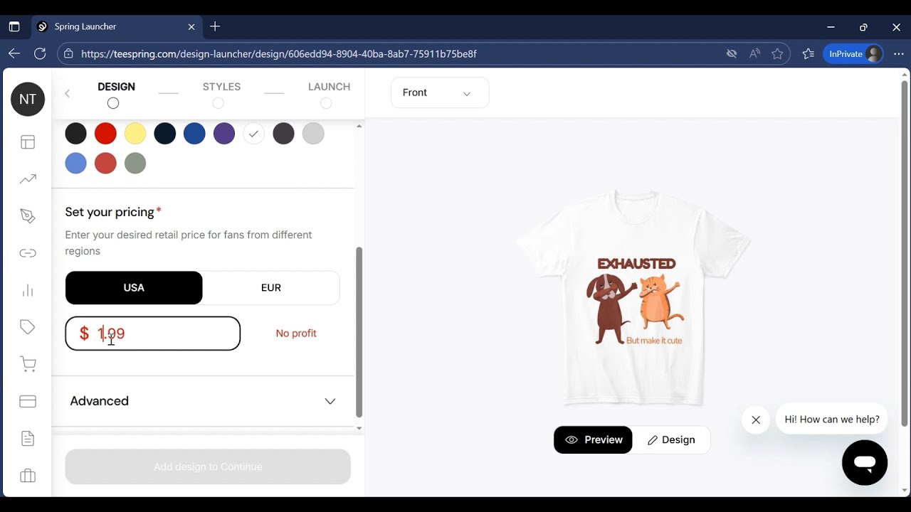 Make Money on Teespring | Exhausted But Cute T-Shirt Design
