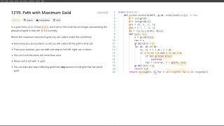 [May 14, 2024, LeetCode daily] 1219. Path with Maximum Gold - Python, solution explained Profile