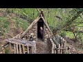 BUSHCRAFT EARTH SHELTER - CAMPING at My PERMANENT Camp - 2 Days - Sleep In MUD HUT - TINY House