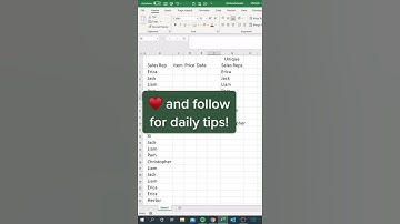 How to create a #unique list! #Tip59 #excel #exceltips #googlesheets #spreadsheet #Shorts