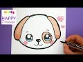 How to draw and color a cute puppy emoji  easy  happy drawings