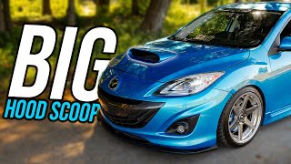 MAZDASPEED 3 BIG HOODSCOOP INSTALL | Does It Lower Intake Temps?