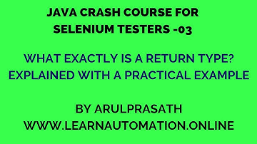 Java Crash course | 03 | Return Types Explained | Tamil | Java for Automation