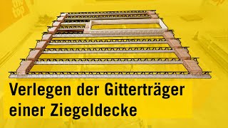 Ziegeldecke - Die Gitterträger verlegen. Ziegeldecke - Die Gitterträger verlegen.