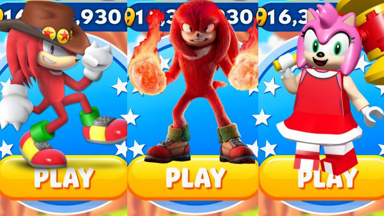 Sonic Dash - Hunter Knuckles VS Sir Knuckles VS Lego Amy _ Movie Sonic ...