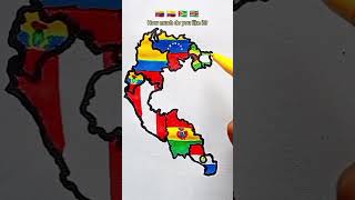 Mapa de la bandera de Sudamérica #sudamérica #bandera #mapa #dibujo