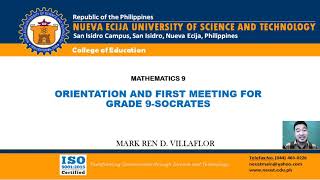 GRADE 9 MATHEMATICS ORIENTATION | SOCRATES | FIRST DAY LAB HIGH