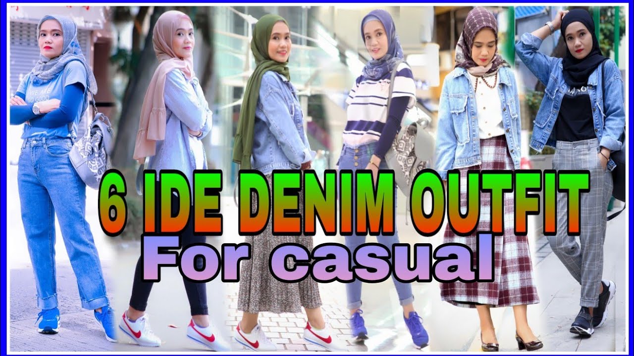 MIX AND MATCH OOTD DENIM HIJAB - YouTube