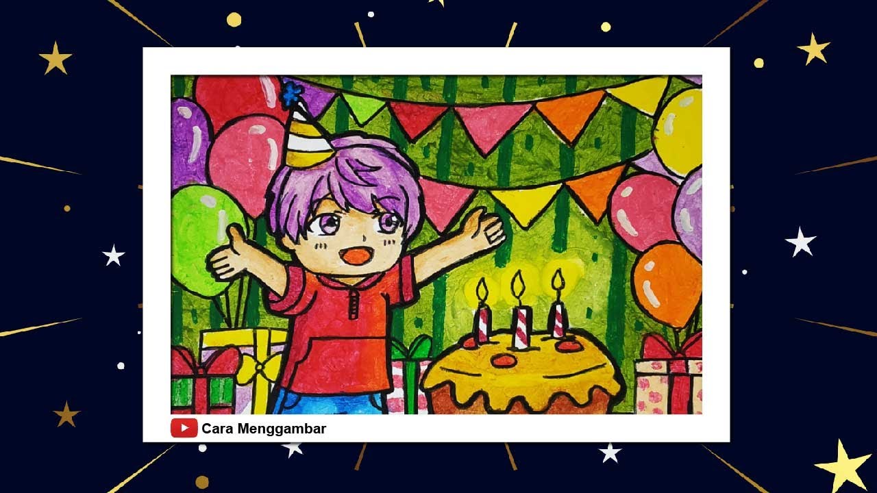 Menggambar Tema Ulang Tahun (Ep 520)