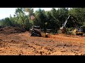 Excavating Brush and Trees with the John Deere 135 Excavator