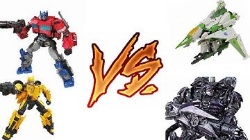 Optimus Prime and Bumblebee vs. Shockwave and Thrust (Transformers Stop Motion) [100th Upload]