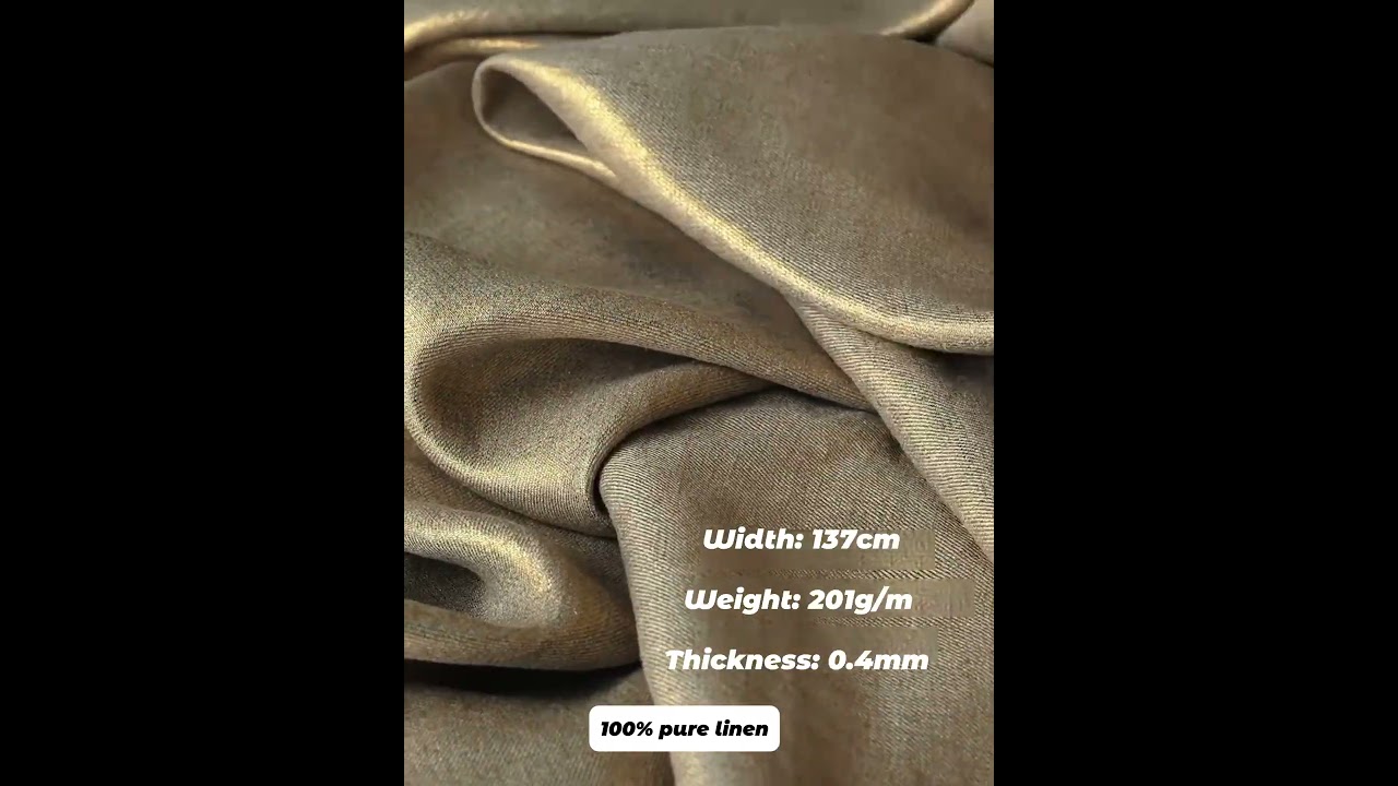 Luxury Linen Fabric with Gold Foil: 100% Pure & Crush-Resistant | Designer Textile Showcase