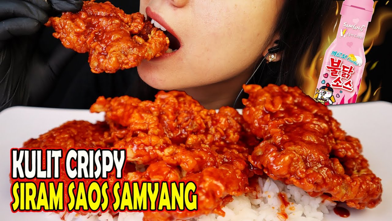 Request ASMR KULIT AYAM CRISPY SIRAM SAOS SAMYANG - ENAKNYA KEBANGETAN 😍😍