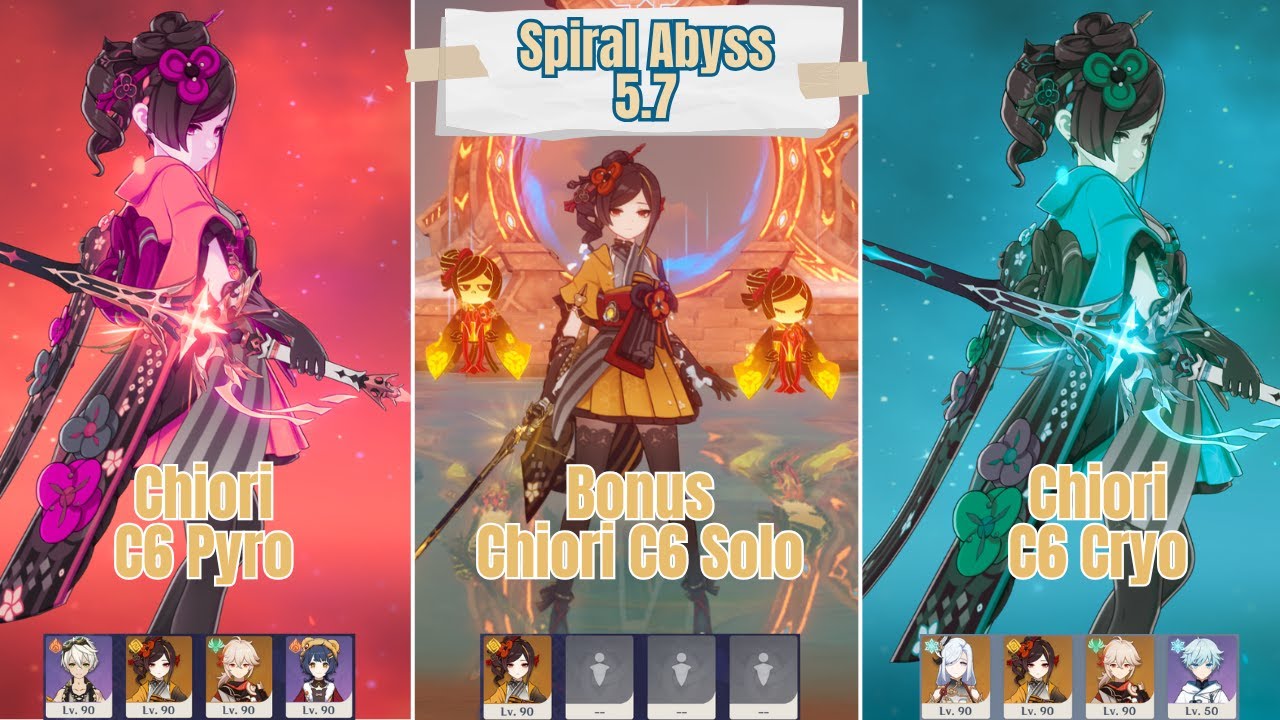 C6 Chiori Pyro & Cryo + Bonus Solo Spiral Abyss 5.7 | Genshin Impact ...