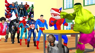 Superman vs spiderman with slap Challenge vs Shark Spiderman vs hulk granny vs scary teacher funny