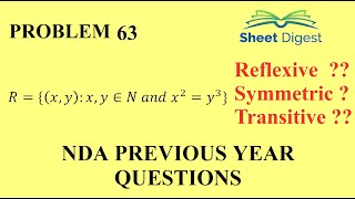 Problem 63 Check Reflexive Symmetric and Transitive || NDA-2 2022 Previous year Math Question
