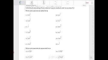 Algebra 2 U6A02a exercise on converting rational exponents to radical form