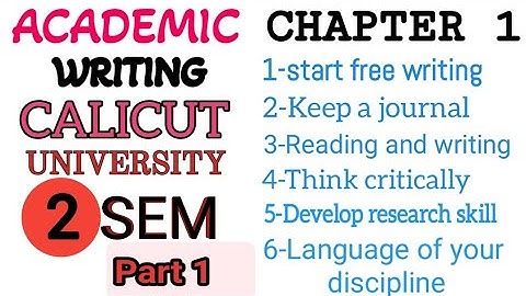 calicut university| 2nd sem| ACADEMIC WRITING |1st chapter |Introduction to Academic writing |PART 1